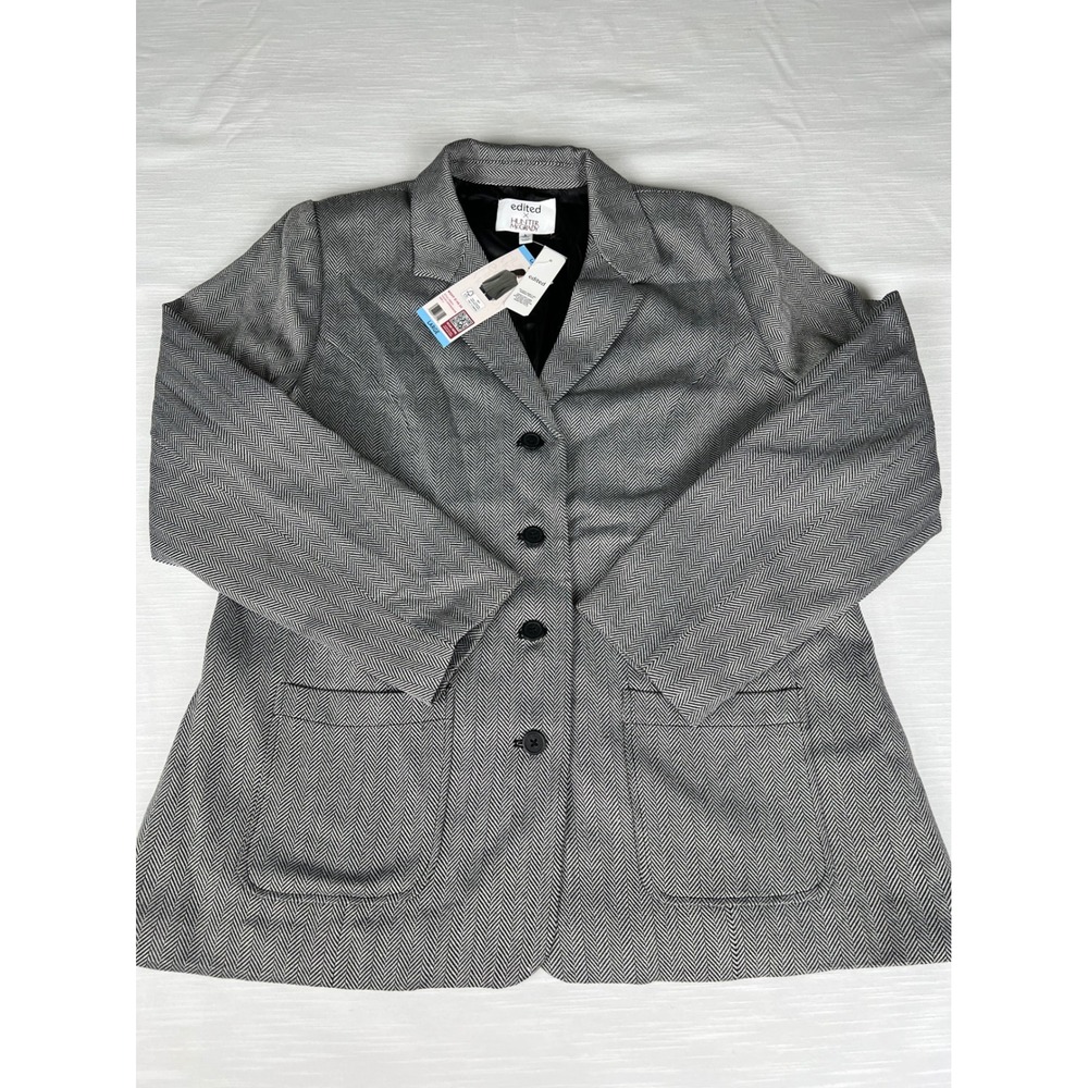 Edited x Hunter McGrady Herringbone Blazer Grey Black Large NWT ER5010 - Picture 1 of 7